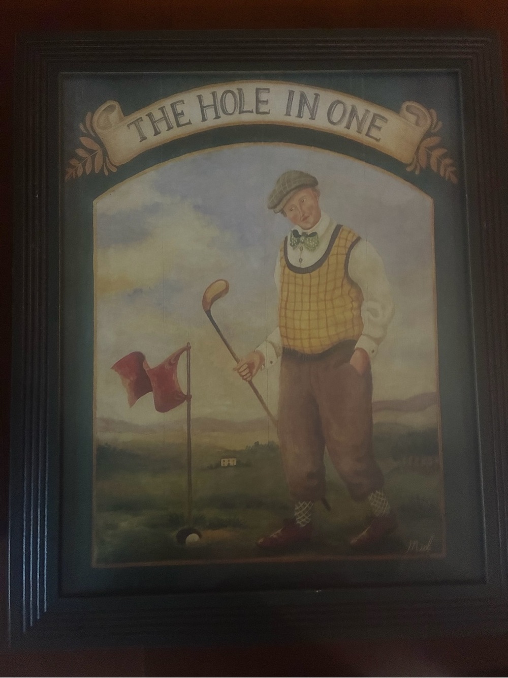 The Hole In One Vintage Golf Art Print โ Green and Brown